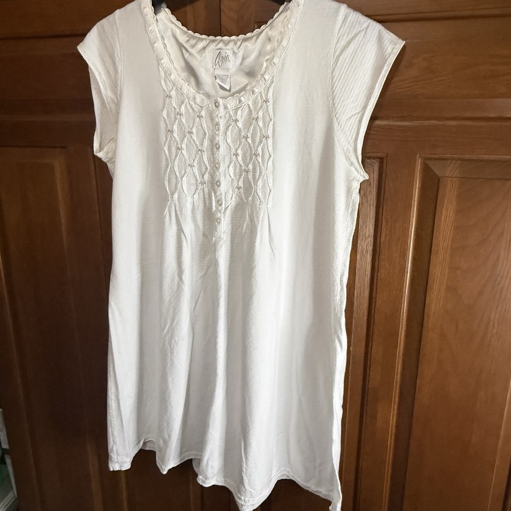 Aria Women's Y2K Grandmacore Dainty Lace Trim Rose Embroidered Nightgown Size S - Picture 5 of 6